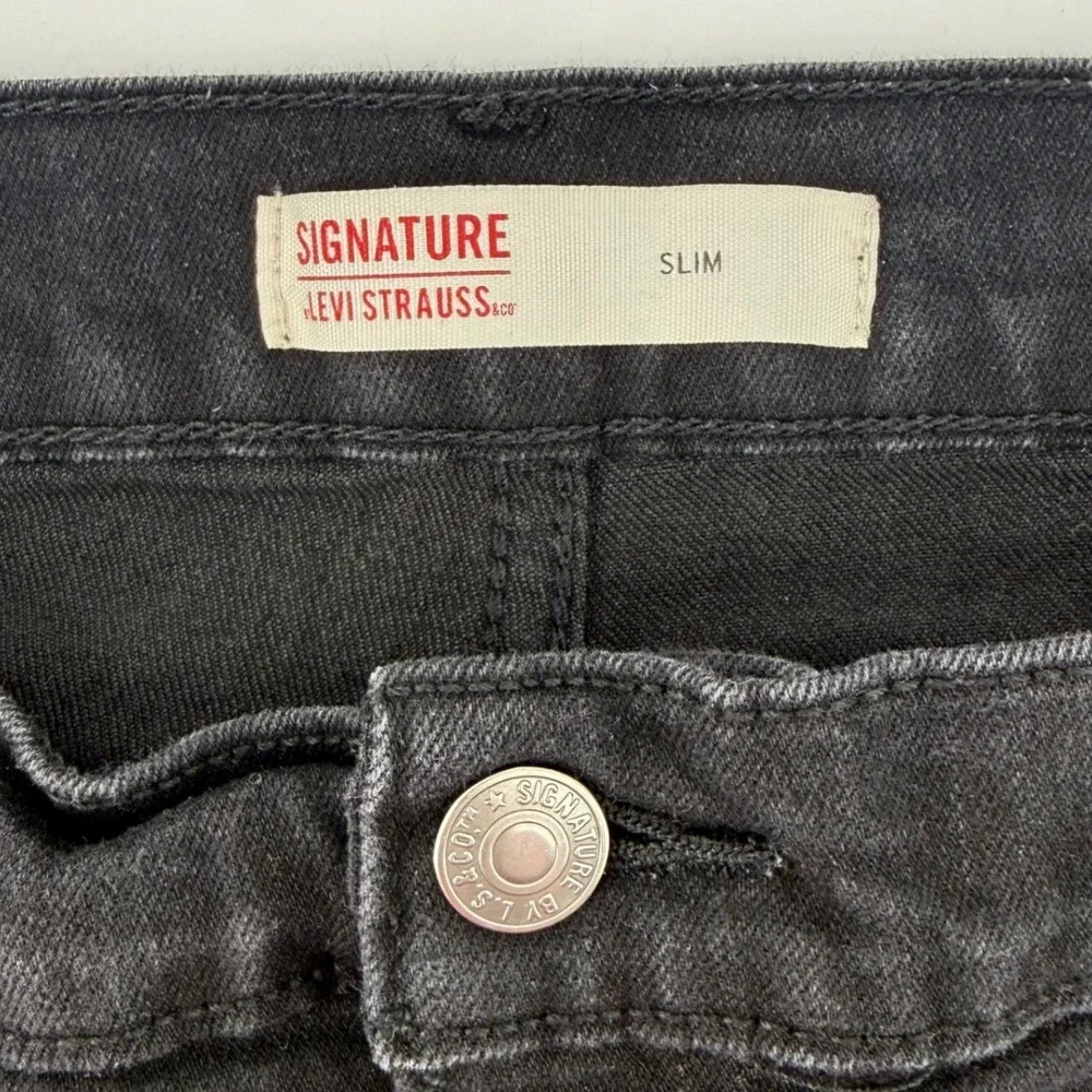 Signature by Levi Strauss & Co Mens Slim Fit Black Stretch Jeans 38x32 (36x31.5)